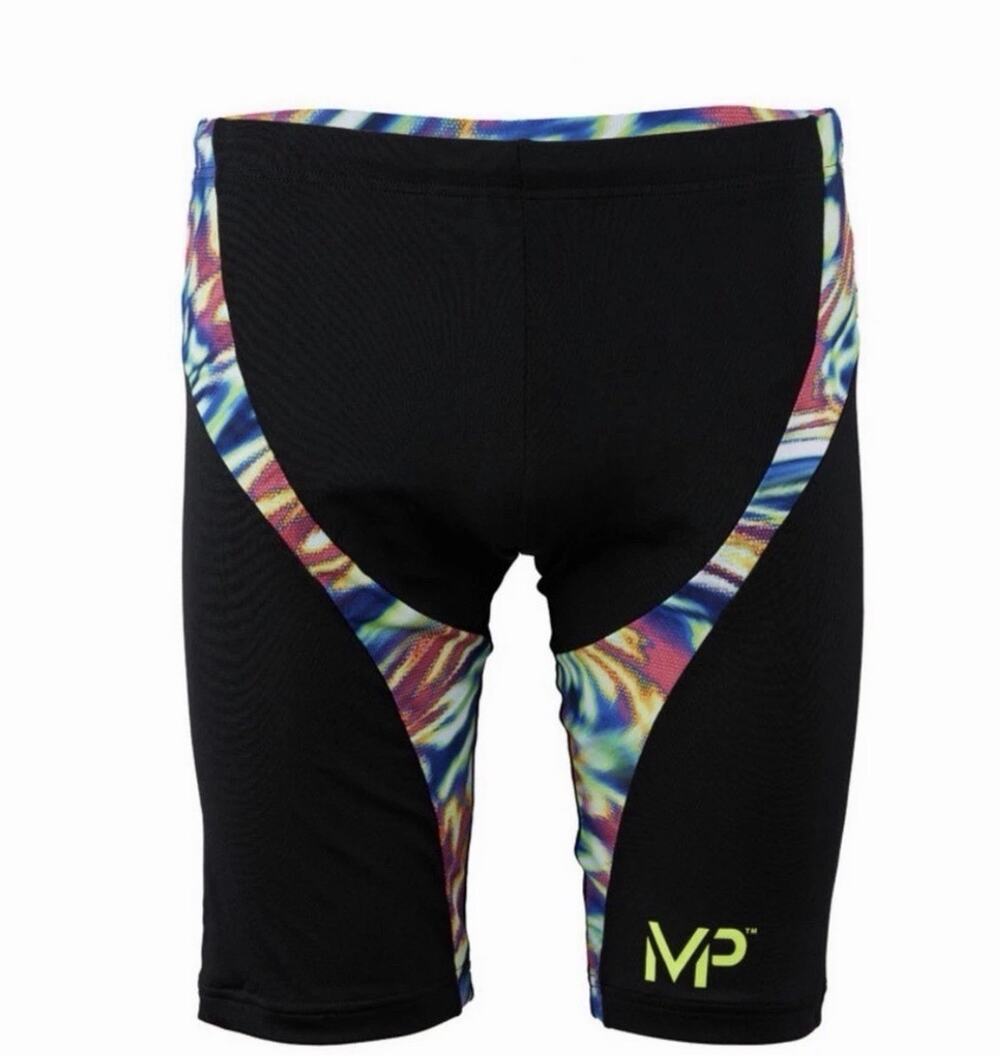 NWT Michael Phelps Training Suit Swim Wave Jammer Black Aqua Infinity Men’s 34